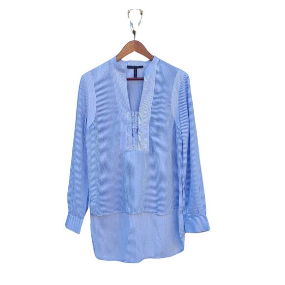 BCBGMAXAZRIA Jola Stripe Chambray Blouse, Size Medium - Picture 10 of 10